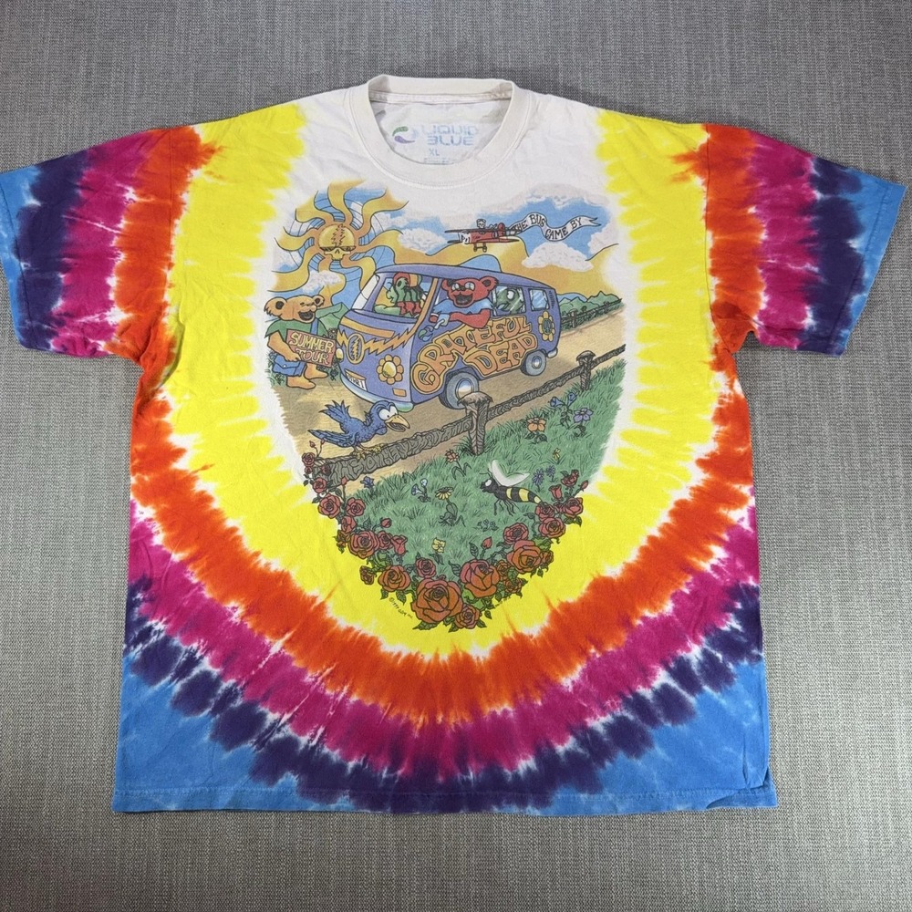Vintage Grateful Dead Shirt Mens XL Multicolor Tie Dye Liquid Blue Tour 1994